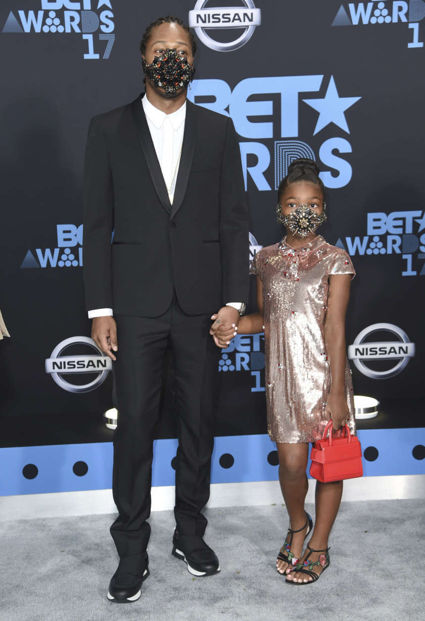 Future, left, and daughter Londyn arrive at the BET Awards at the Microsoft Theater on Sunday, June 25, 2017, in Los Angeles. (Photo by Richard Shotwell/Invision/AP)