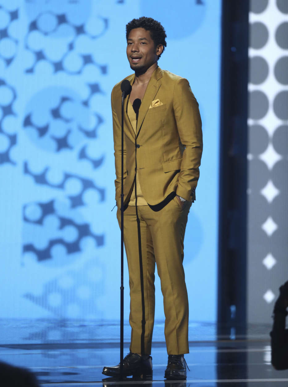 Jussie Smollett speaks at the BET Awards at the Microsoft Theater on Sunday, June 25, 2017, in Los Angeles. (Photo by Matt Sayles/Invision/AP)