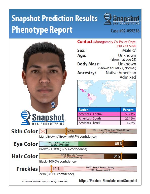 A DNA analysis of blood left at the crime scene suggests the suspect may have looked like this at age 22. (Courtesy Montgomery County Police Department)