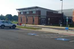 The polling station at Patriot High School in Nokesville is pretty quiet as of 10 a.m. Tuesday. (WTOP/Kathy Stewart)