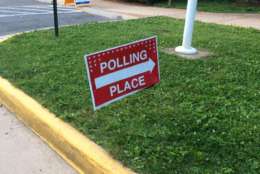The photo shows a polling location at the James Lee Community Center in Falls Church, Virginia. (WTOP/Nick Iannelli)