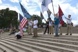 Protestors attending the free speech rally. (WTOP/Liz Anderson) 