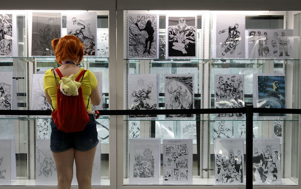 WASHINGTON, DC - JUNE 16:  Original artwork by Marvel Comics legend Stan Lee is exhibited during the first day of Awesome Con at the Walter E. Washington Convention Center June 16, 2017 in Washington, DC. Thousands of fans of popular culture, fantasy and science fiction will gather for the three-day convention that includes comic books, collectibles, toys, games, original art, cosplay and Marvel Comics legend Stan Lee.  (Photo by Chip Somodevilla/Getty Images)