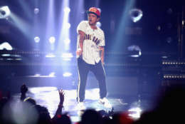 LOS ANGELES, CA - JUNE 25:  Bruno Mars performs onstage at 2017 BET Awards at Microsoft Theater on June 25, 2017 in Los Angeles, California.  (Photo by Frederick M. Brown/Getty Images )