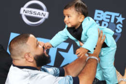 LOS ANGELES, CA - JUNE 25: DJ Khaled (L) and Asahd Tuck Khaled at the 2017 BET Awards at Microsoft Square on June 25, 2017 in Los Angeles, California. (Photo by Maury Phillips/Getty Images)