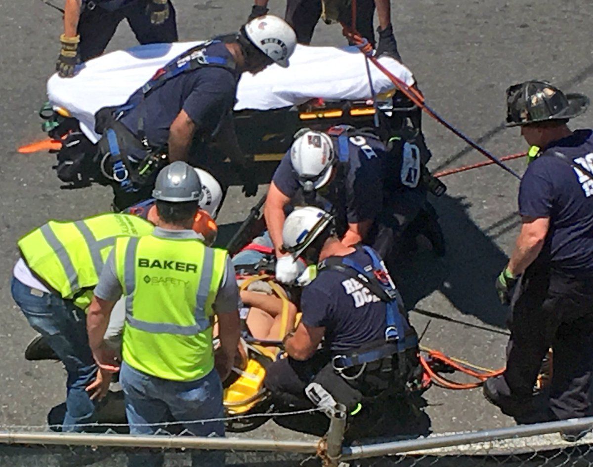 The two injured construction workers were transported to the hospital with serious injuries. They are expected to survive. (Courtesy D.C. Fire and EMS)