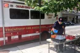 According to a tweet by D.C. Fire and EMS, the Friendship Fire Association, a volunteer unit, provided water, Gatorade and cool towels. (Courtesy D.C. Fire and EMS)