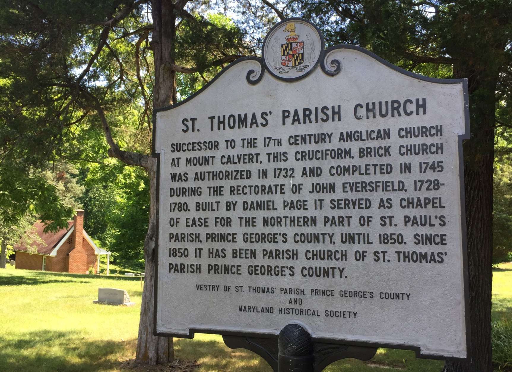 St. Thomas' Church is in a rural portion of Prince George's County with plenty of country stores and historic markers. (WTOP/Kristi King)