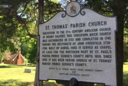 St. Thomas' Church is in a rural portion of Prince George's County with plenty of country stores and historic markers. (WTOP/Kristi King)