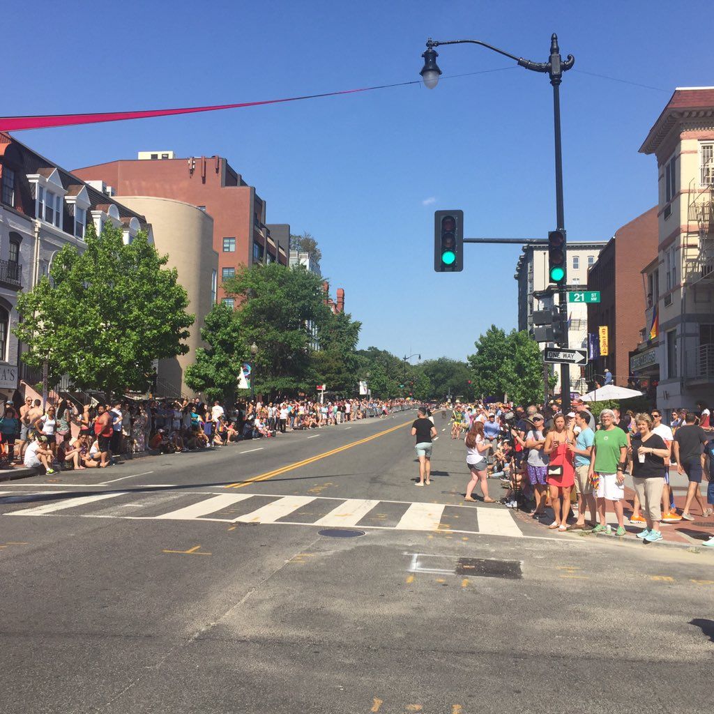 On P Street, just before the start of the Pride parade. (WTOP/John Domen) 