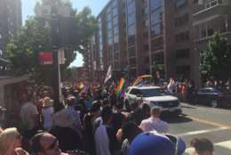 The very start of the Pride parade. (WTOP/John Domen)