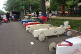 About 30 kids competed today in the 76th annual Greater Washington DC All-American Soap Box Derby. (Dick Uliano/WTOP)