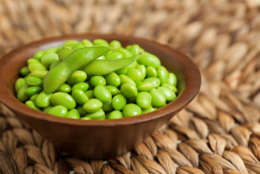 Bowl of edamame soybeans