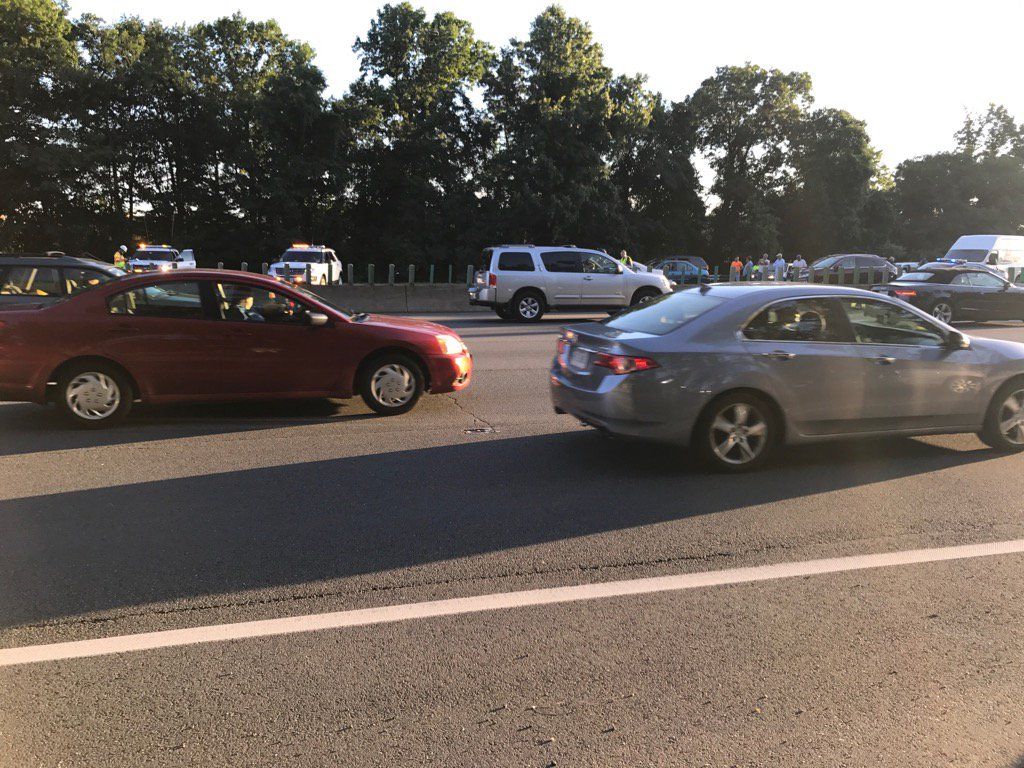 One person is dead following a Monday morning crash on the Inner Beltway. (WTOP/Neal Augenstein)
