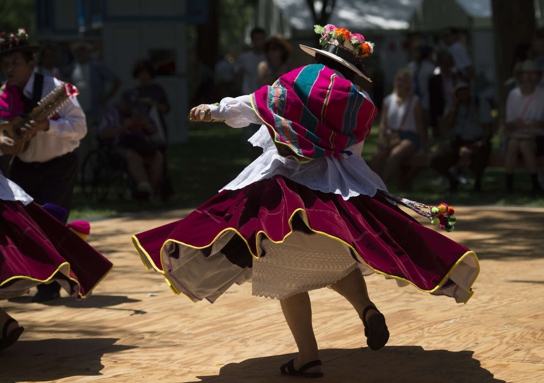 Peruvian dancers performed at the Smithsonian Folklife Festival in Washington, Wednesday, June 24, 2015. (AP Photo/Molly Riley)