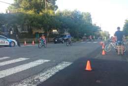 Some participants trained for the biking portion of the race by riding around their neighborhoods. (WTOP/Dennis Foley)
