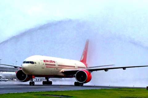 Air India’s first Dulles flight greeted by water cannons