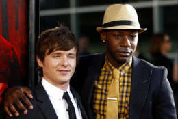 Cast members Marshall Allman, left, and Nelsan Ellis pose together at the premiere for the fourth season of "True Blood" in Los Angeles, Tuesday, June 21, 2011. The new season of True Blood premieres June 26 on HBO. (AP Photo/Matt Sayles)