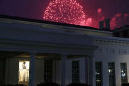 Fireworks explode over the West Wing of the White House for the Fourth of July holiday, Tuesday, July 4, 2017, in Washington. (AP Photo/Alex Brandon)