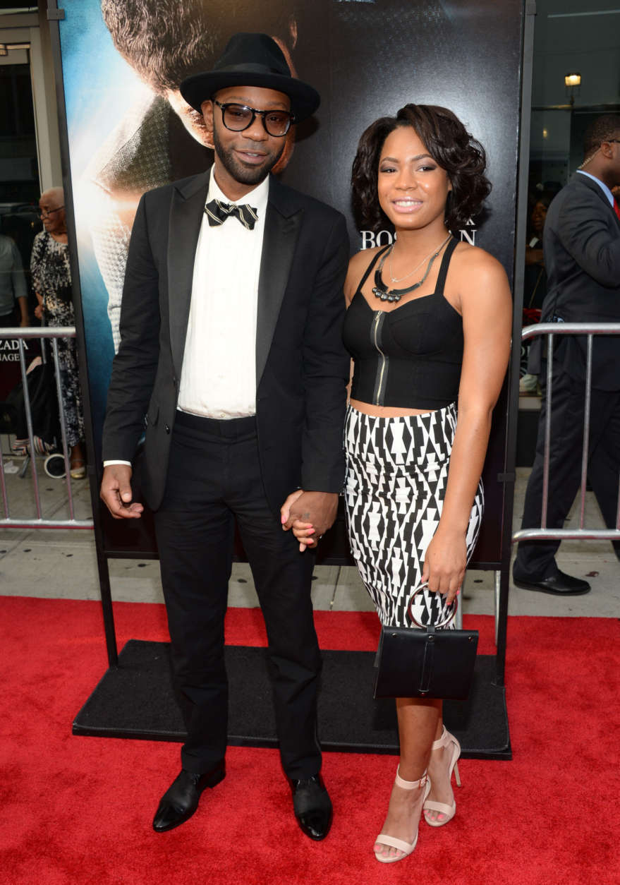 Actor Nelsan Ellis and Alex Hyde attend the world premiere of "Get On Up" at the Apollo Theater on Monday, July 21, 2014, in New York. (Photo by Evan Agostini/Invision/AP)