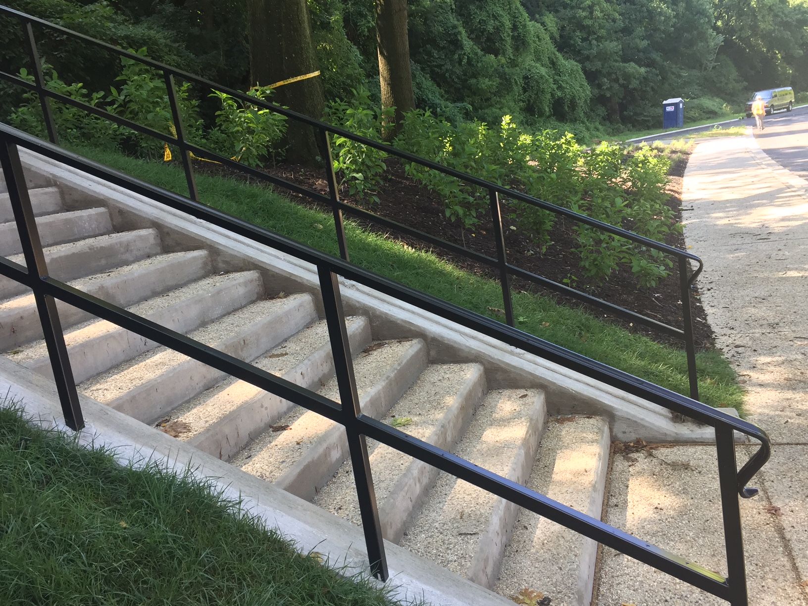The Beach Drive renovation includes better pedestrian access to the National Zoo from Harvard Street -- these stairs and a ramp. (WTOP/John Domen)