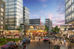 Final build-out is still about 20 years away, but when complete, the Downtown Columbia revitalization, approved by Howard County in 2010, will include 14 million square feet of mixed-use development comprised of 4.3 million square feet of commercial office space, 1.25 million square feet of street retail, more than 6,200 residential units and about 650 hotel rooms. (Courtesy Howard Hughes Corporation) 