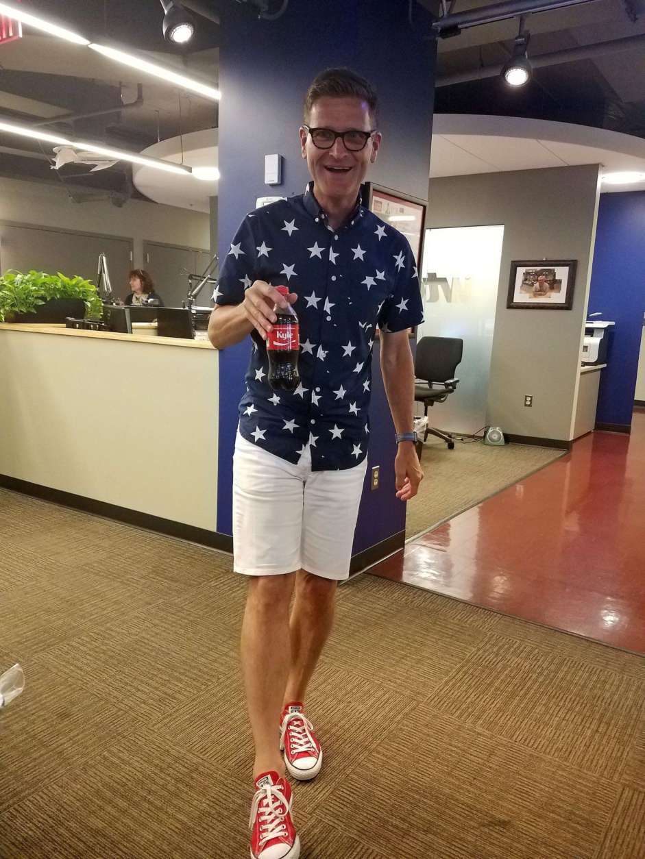 WTOP's Kyle Cooper showed off his patriotic side Tuesday (WTOP Staff)