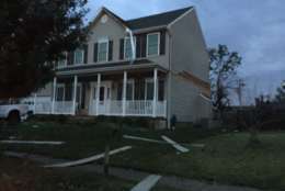 Houses were damaged from the storm that moved through Queen Anne's County, Maryland, early Monday. (WTOP/Kristi King)