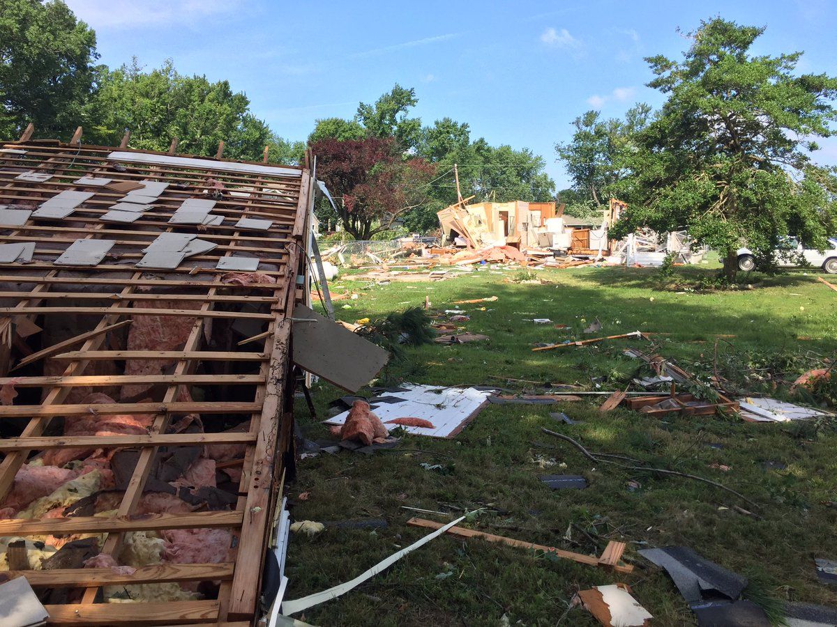A house flattened in the Bay City neighborhood at Chennowith and Zaidee lanes. (WTOP/Kristi King)