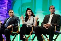 BEVERLY HILLS, CA - JULY 20:  (L-R) Executive vice president of Alternative Programming Ghen Maynard, "Online Nation" host Stevie Ryan, and "Online Nation" executive producer David Hurwitz speak for the television show "CW Now/Online Nation" during the CW portion of the Television Critics Association Press Tour at the Beverly Hilton Hotel on July 20, 2007 in Beverly Hills, California.  (Photo by Kevin Winter/Getty Images)