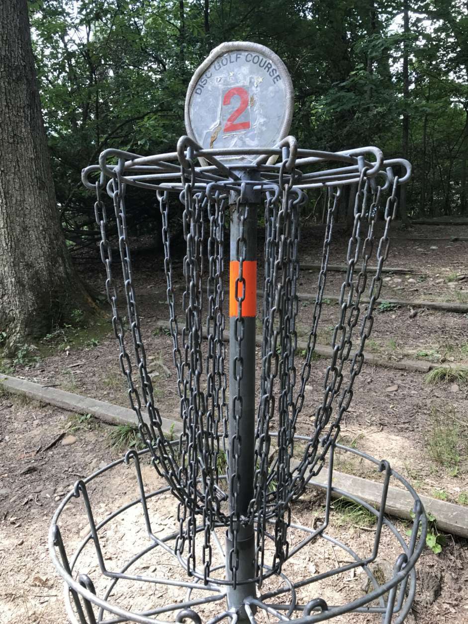The game of disc golf can be played solo or with a partner, and even with a large group. (WTOP/Ginger Whitaker)