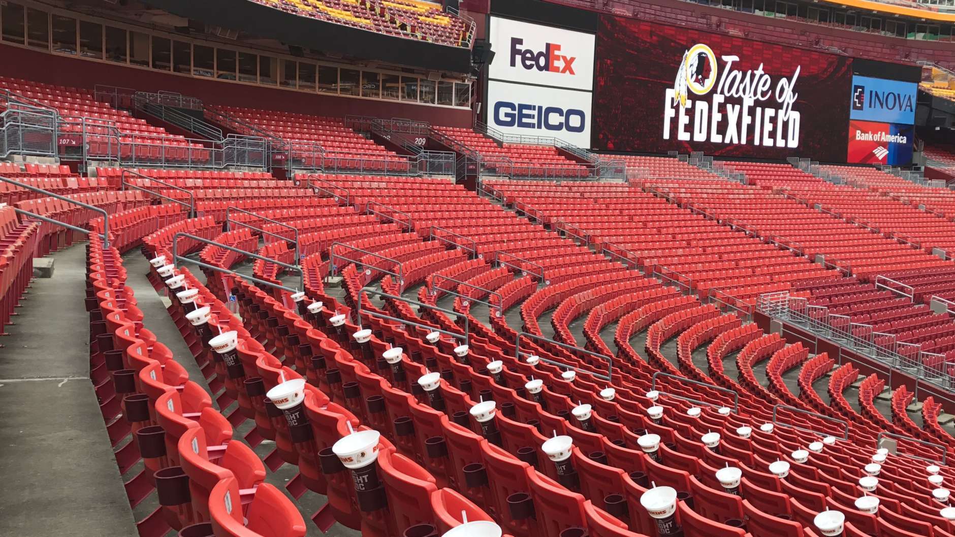 For the first time in more than 50 years, it appears not all tickets will be sold at FedEx Field for a Washington Redskins home game. (WTOP/Ginger Whitaker)