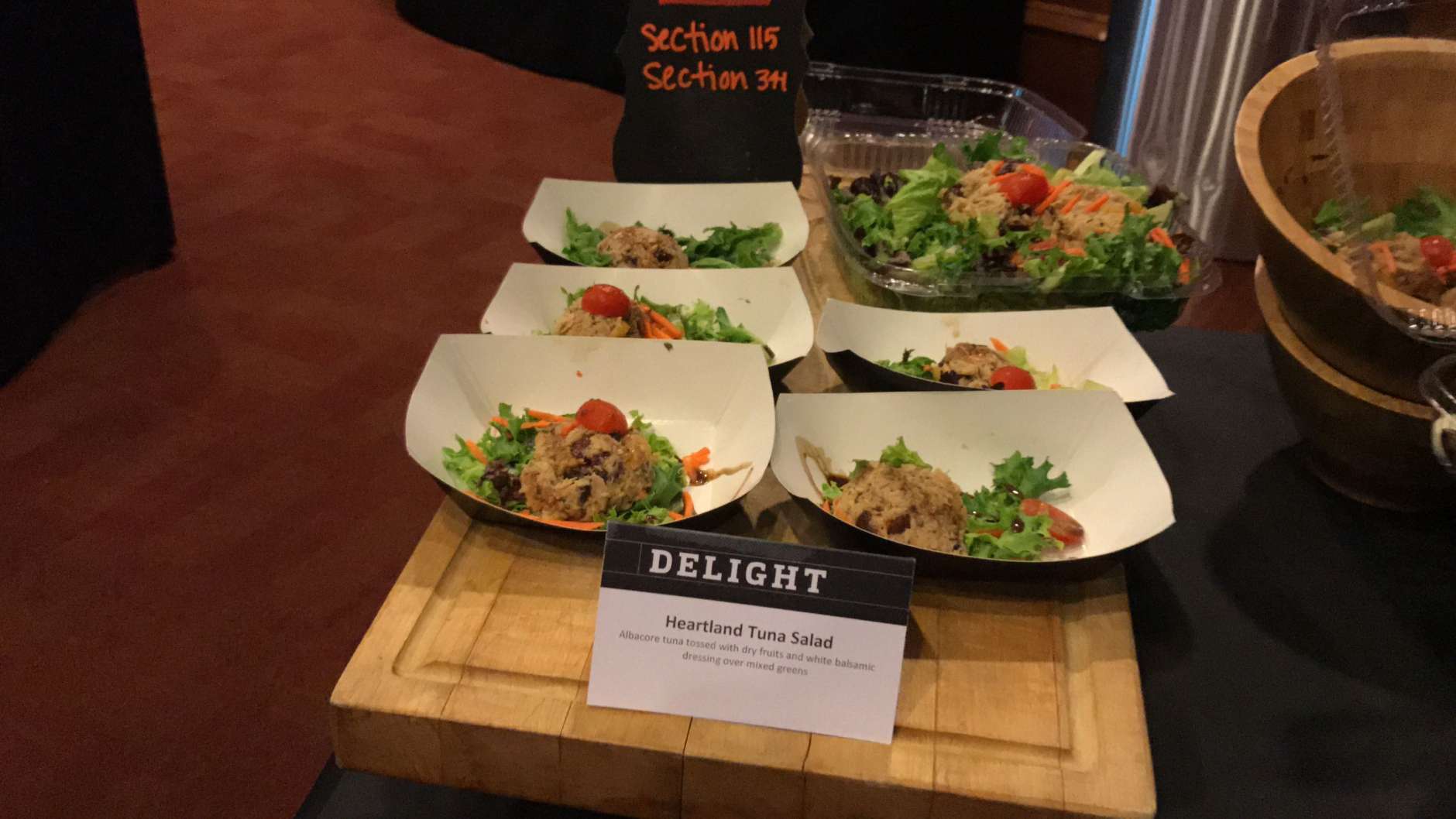 Healthier menu options include the Caprese Chop Salad and the Heartland Tuna Salad. (WTOP/Ginger Whitaker)
