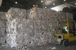 Bales of single-stream recycling material at the Prince George’s County Materials Recycling Facility. (Courtesy Prince George's County)