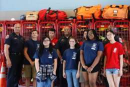 Summer RISE participants at the Wheaton Volunteer Rescue Squad. (WTOP/Kate Ryan)