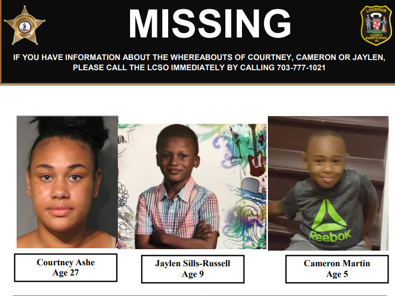 Loudoun County Sheriff Mike Chapman says 27-year-old Courtney Ashe was last seen with her five-year-old son and nine-year-old cousin were on Friday night about 11:00-11:30. (Courtesy Loundon County Sheriff's office)