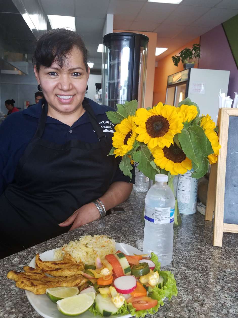 For $6, diners at Rico’s Ice Cream can get a chicken, mozzarella and arugula crepe, plus a bottle of water. And El Amate Restaurant is featuring a plate of salmon with rice, beans and vegetables, plus a bottle of water for $14.  (Courtesy Water Up!) 
