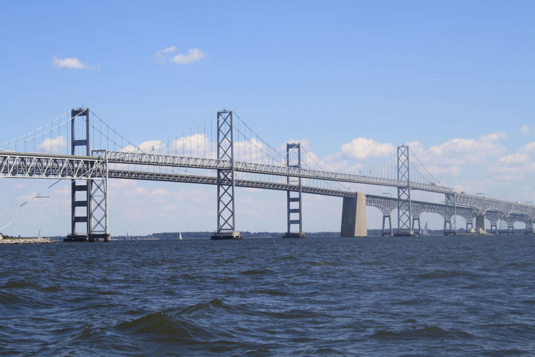 View of the Chesapeake Bay Bridge, photo taken from a boat on the Chesapeake Bay near Annapolis, Maryland (Thinkstock)
