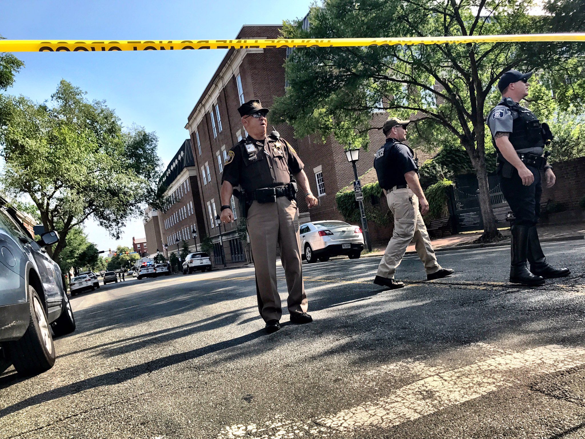 Alexandria officer struck on head fires shot at Old Town vandalism