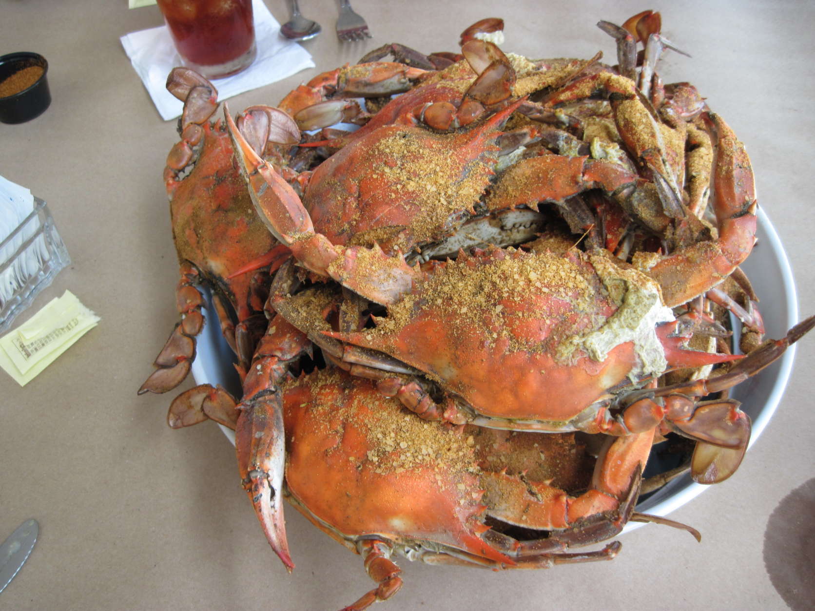 Steamed crabs at Suicide Bridge Restaurant are piping hot. (WTOP/Colleen Kelleher)