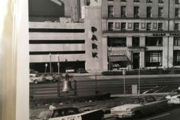 The bell was first put on the top of the steps of what is now the Wilson Building, and has moved to a triangular park in front of the building, Gibson said. (Courtesy D.C. Council)