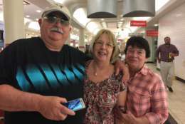 Coming to Washington, D.C. to see fireworks is on the bucket list of these friends who frequently traveled together: Pat, Tony and Ann of Sloatsburg, New York. (WTOP/Kristi King)