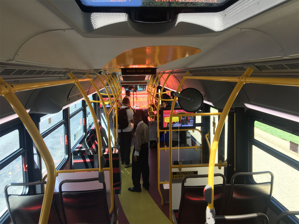 The interior of a Circulator bus is seen in this WTOP file photo. (WTOP/Max Smith)
