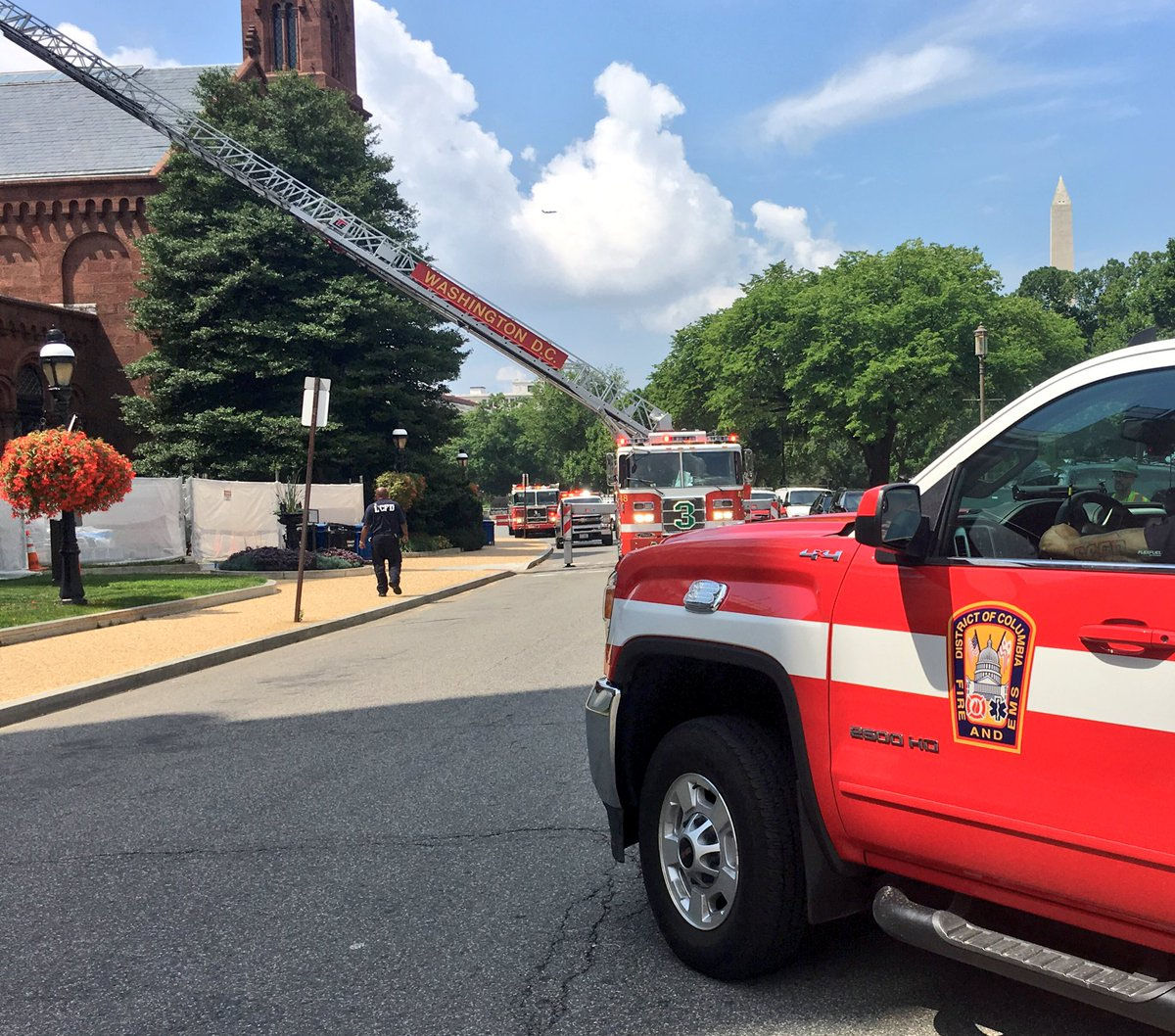 D.C. fire crews responded to a small fire on the fourth floor of the Smithsonian Castle. (Courtesy D.C. Fire and EMS)