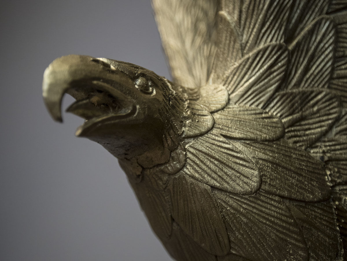 A sculpture of an eagle is seen in the newly renovated Roosevelt Room of the White House in Washington, Tuesday, Aug. 22, 2017, is seen during a media tour. (AP Photo/Carolyn Kaster)