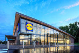 This photo provided by Lidl shows the exterior of a U.S. store. (Courtesy Lidl).