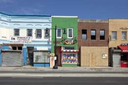 A 2010 photo of buildings on H Street NE near intersection with 12th St., NE, Washington, D.C.  (The George F. Landegger Collection of District of Columbia Photographs in Carol M. Highsmith's America, Library of Congress, Prints and Photographs Division)