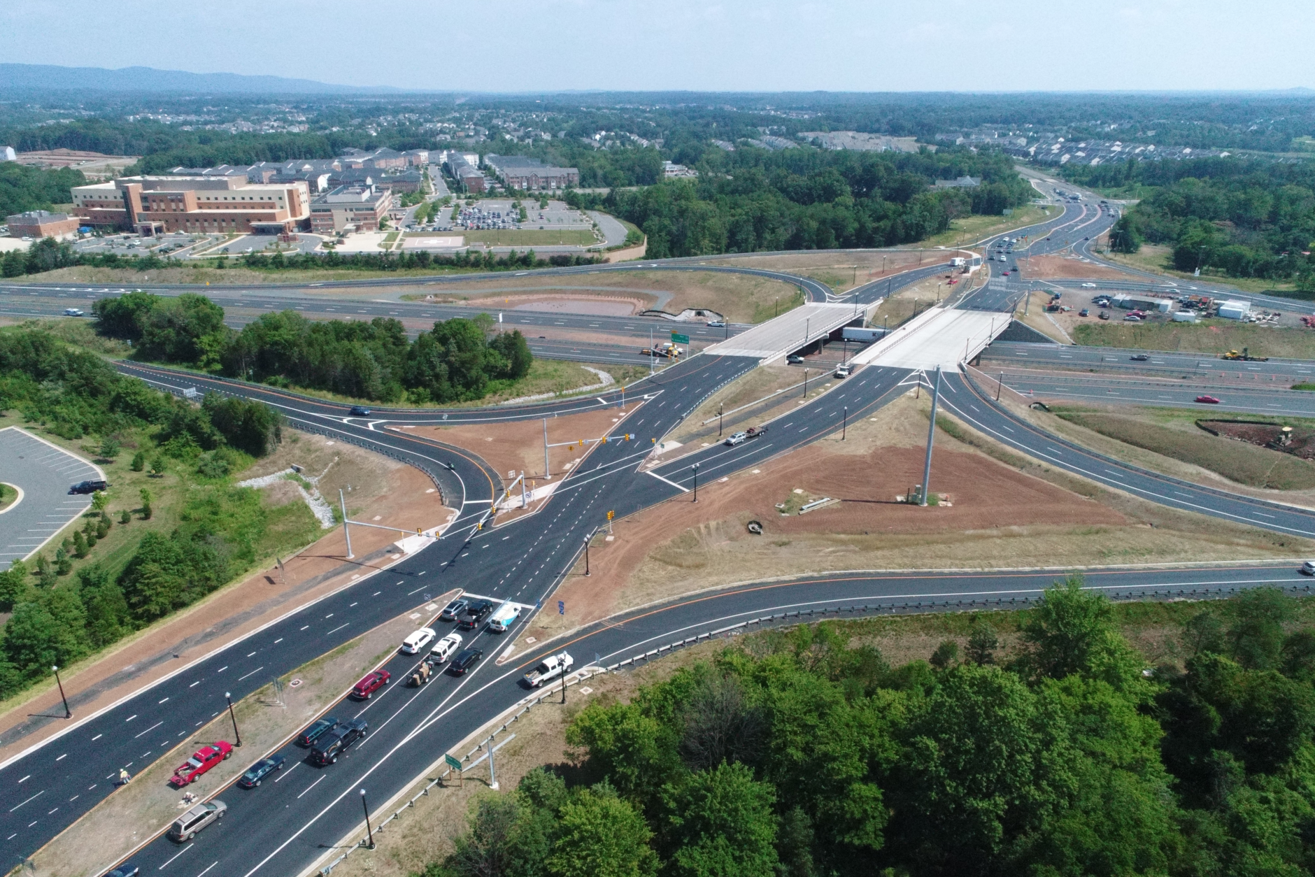 The diverging diamond interchange at U.S. 15 and Interstate 66 in Haymarket. (Courtesy Virginia Department of Transportation)