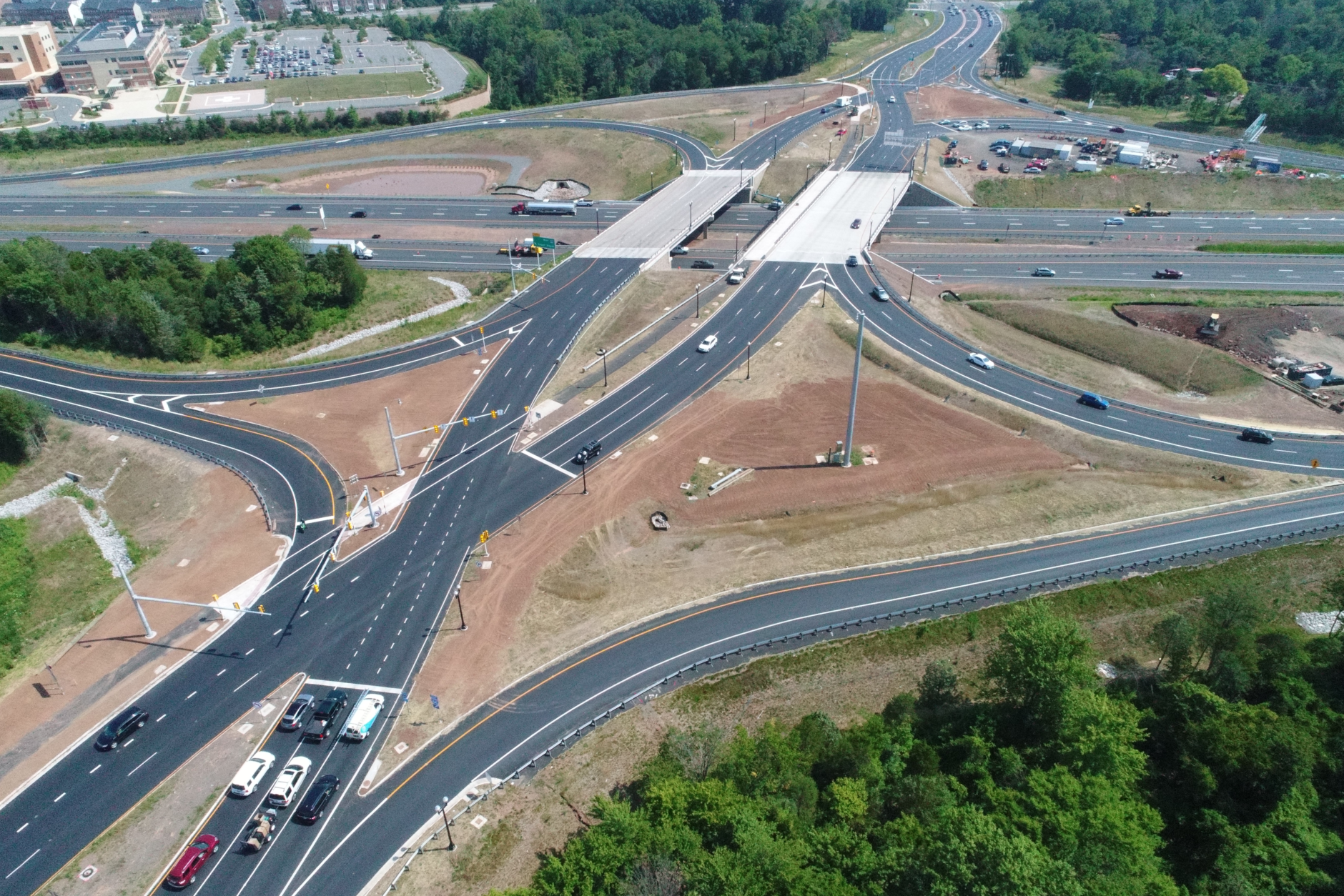 Another view of the diverging diamond interchange at U.S. 15 and Interstate 66 in Haymarket. (Courtesy Virginia Department of Transportation)