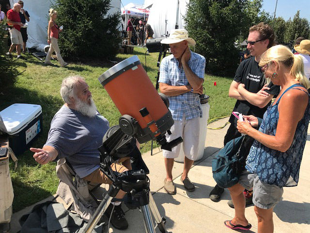 People await the eclipse in Carbondale, Illinois. Carbondale is in the path of totality and will see the longest duration of the eclipse. (WTOP/Steve Dresner)